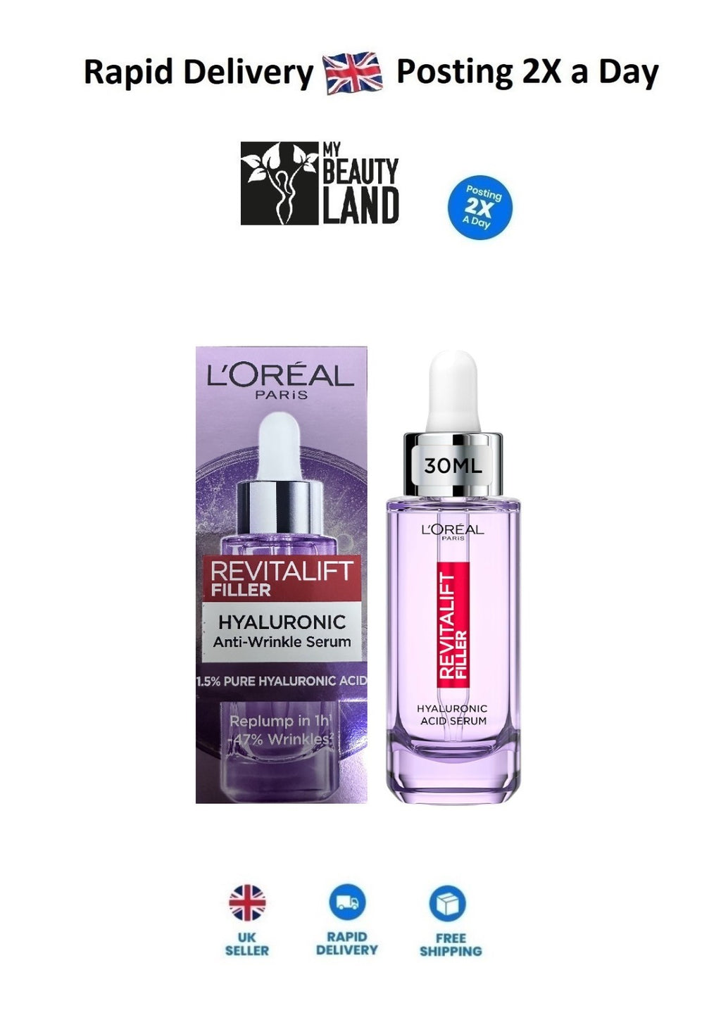 L'Oréal Paris Revitalift Filler Serum 1.5% Pure Hyaluronic Acid *Boxed*