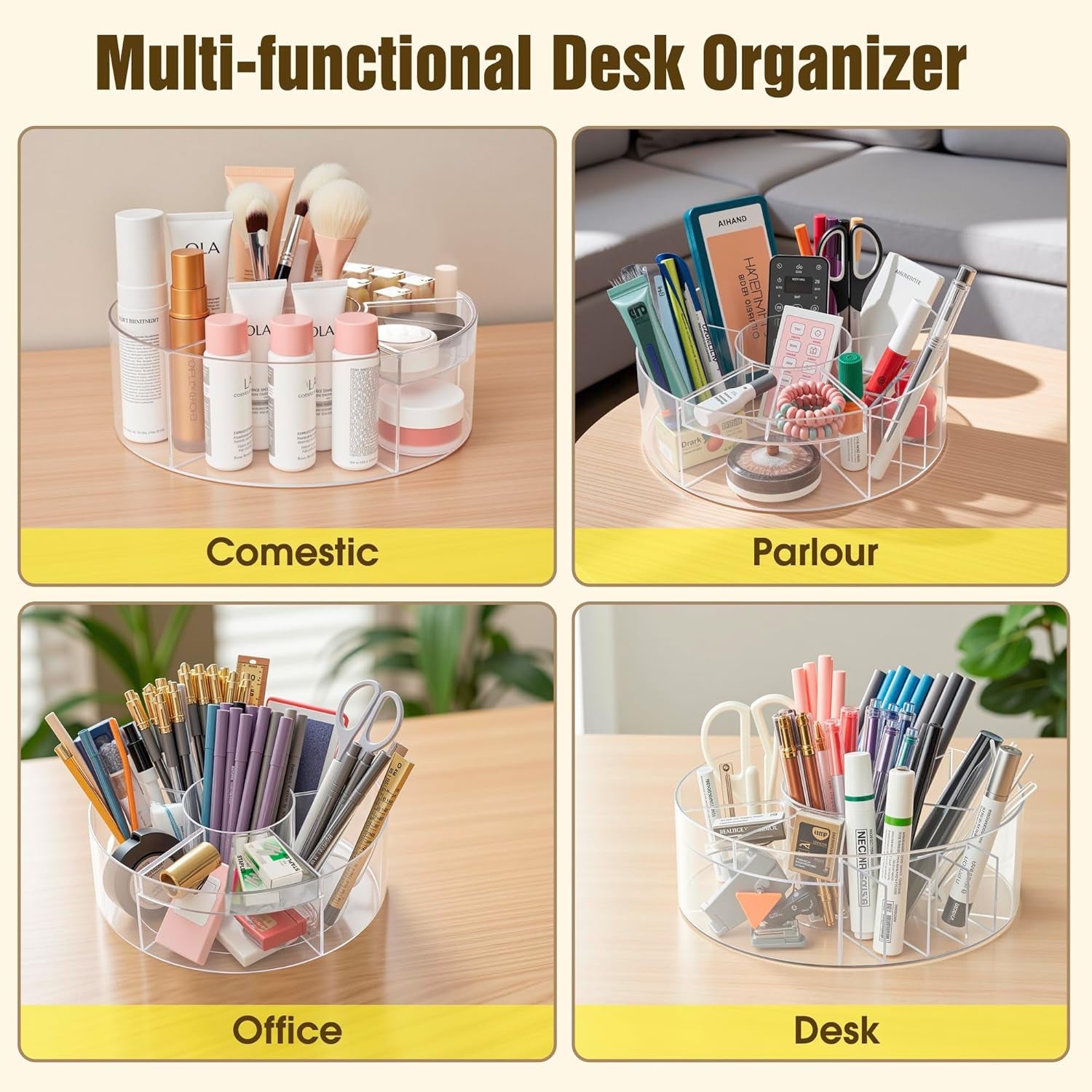 360° Rotating Makeup Organizer, Adjustable Acrylic Cosmetic Storage, Cosmetic Organisers and Spinning Makeup Stand for Beauty Skincare