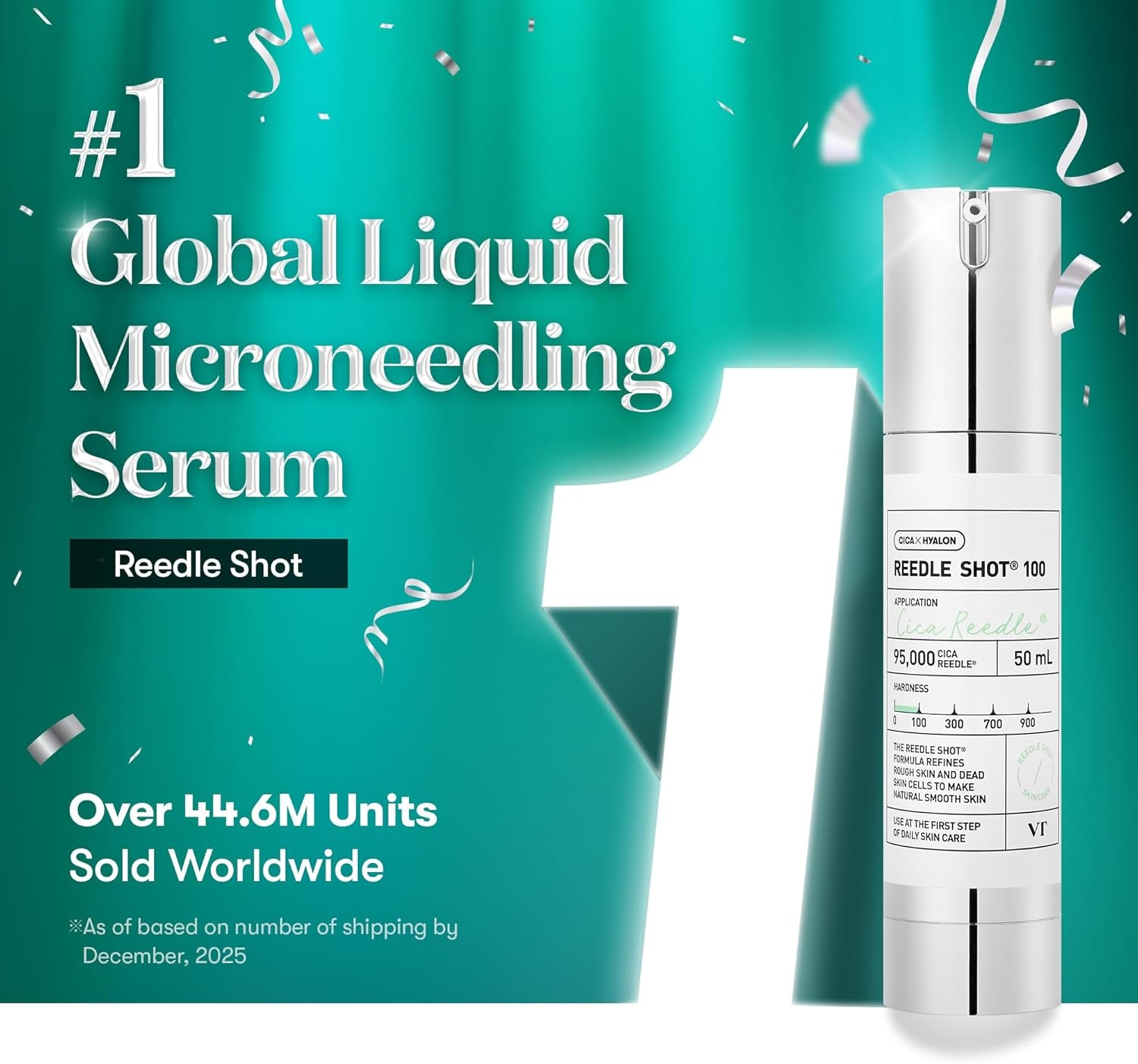 CICA Reedle Shot 100, Spicule Microneedling Serum for Pore Care & Exfoliation, Exosome, Centella Asiatica for Glass Skin, Skin Texture, Liquid Skin Booster, Korean Skin Care 50Ml