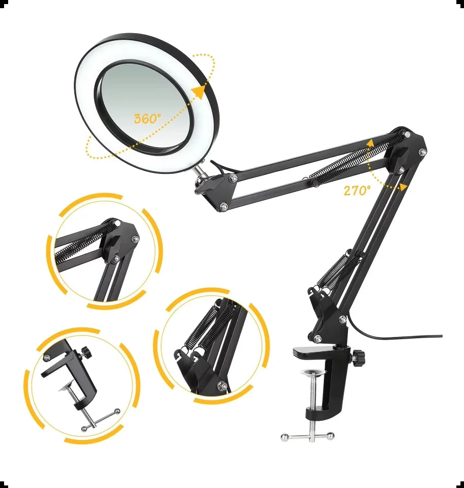 72LED 10X NEW Illuminated Magnifier USB 3 Colors LED Magnifying Glass for Soldering Iron Repair/Table Lamp/Skincare Beauty