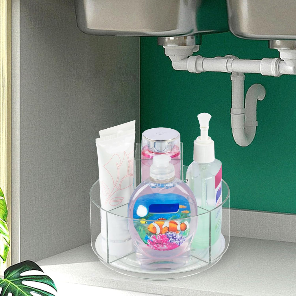 360° Rotating Makeup Organizer Clear Lazy Susan Organizer for Vanity, Cosmetic Display Cases for Bathroom Countertop, Makeup Storage Organisers, Desktop Dresser Sundries Storage Boxes