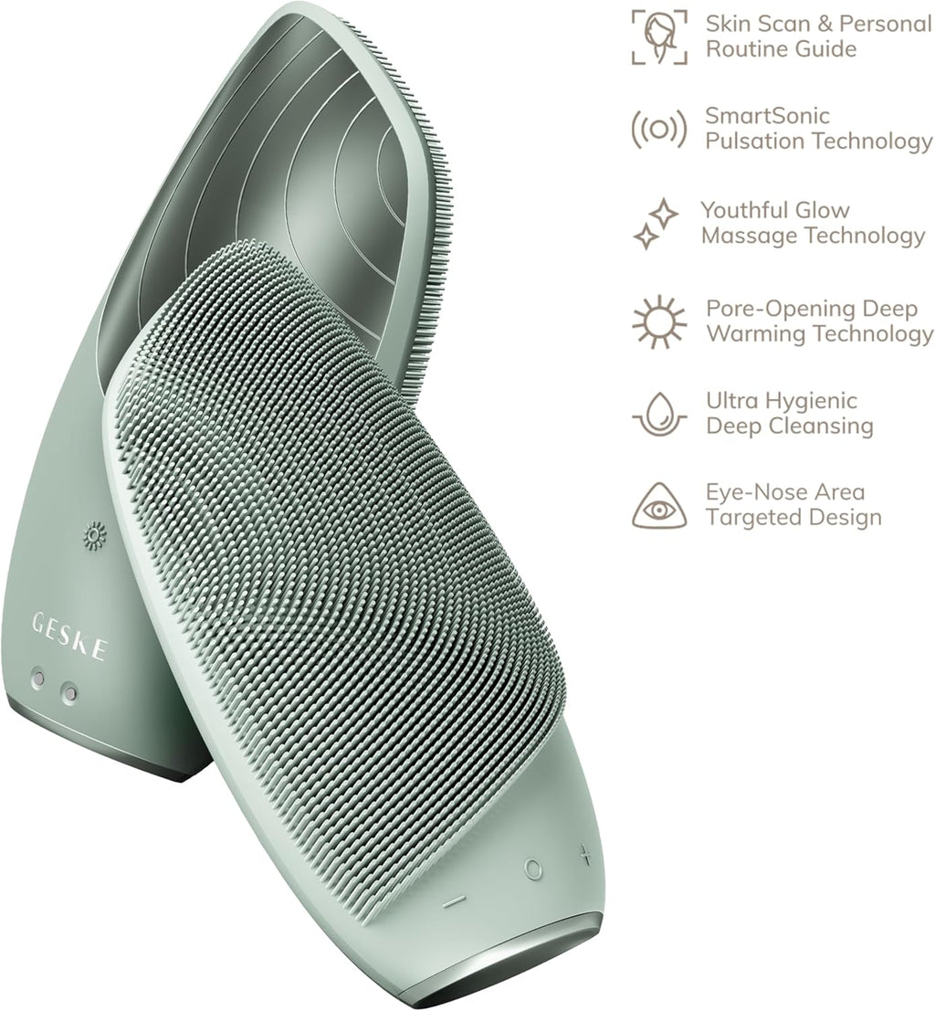 Smartappguided™ Sonic Thermo Facial Brush | 6 in 1 | Skin Cleansing | Cleansing Brush with Thermal Function | Facial Massager | Electric Facial Brush | Facial Cleansing Device