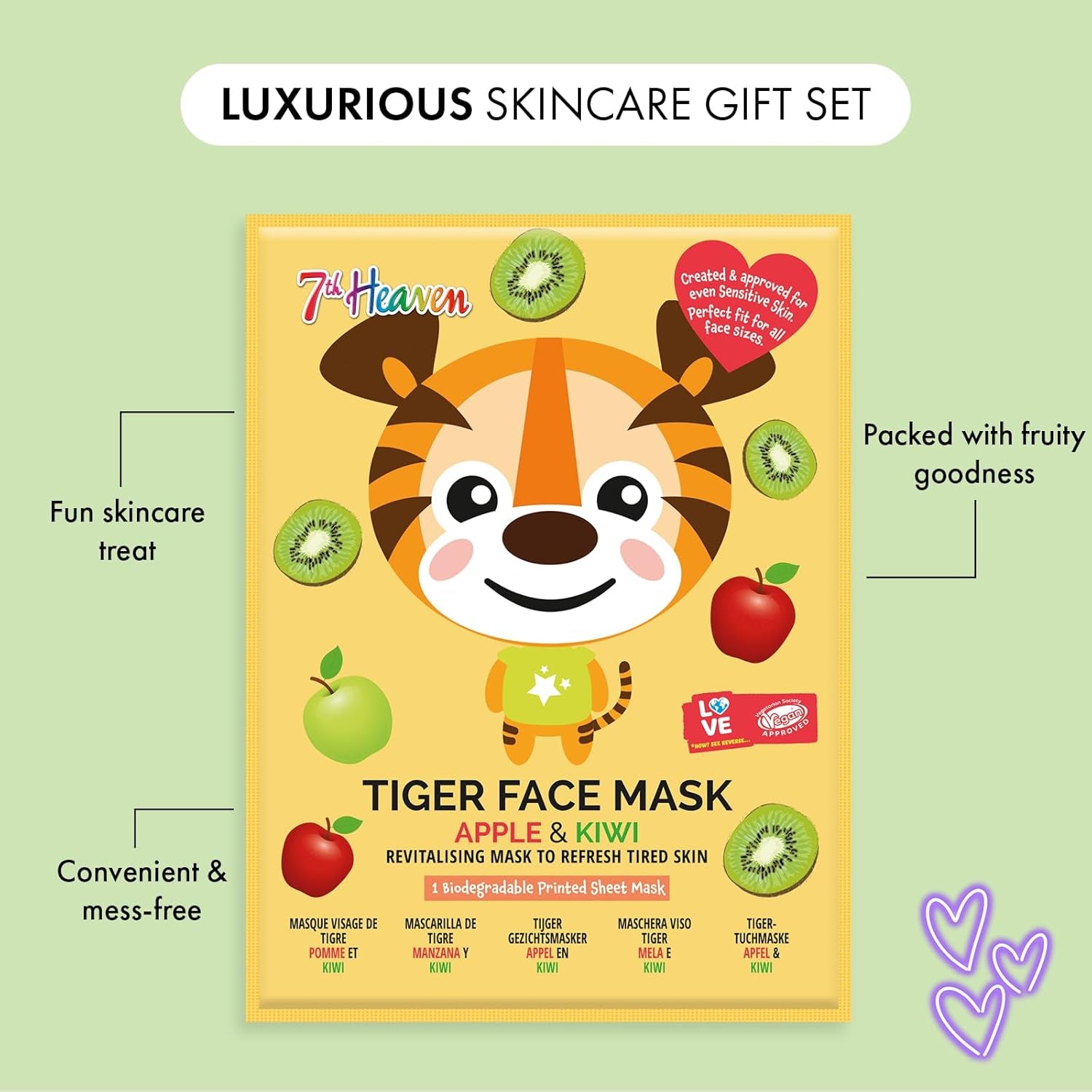 Animal Face Mask Multipack – Fun Skincare for Kids & Teens – Includes 3 Animal-Print Masks – Hydrating & Gentle for Sensitive Skin – Perfect for Sleepovers & Party Bags – Cruelty-Free