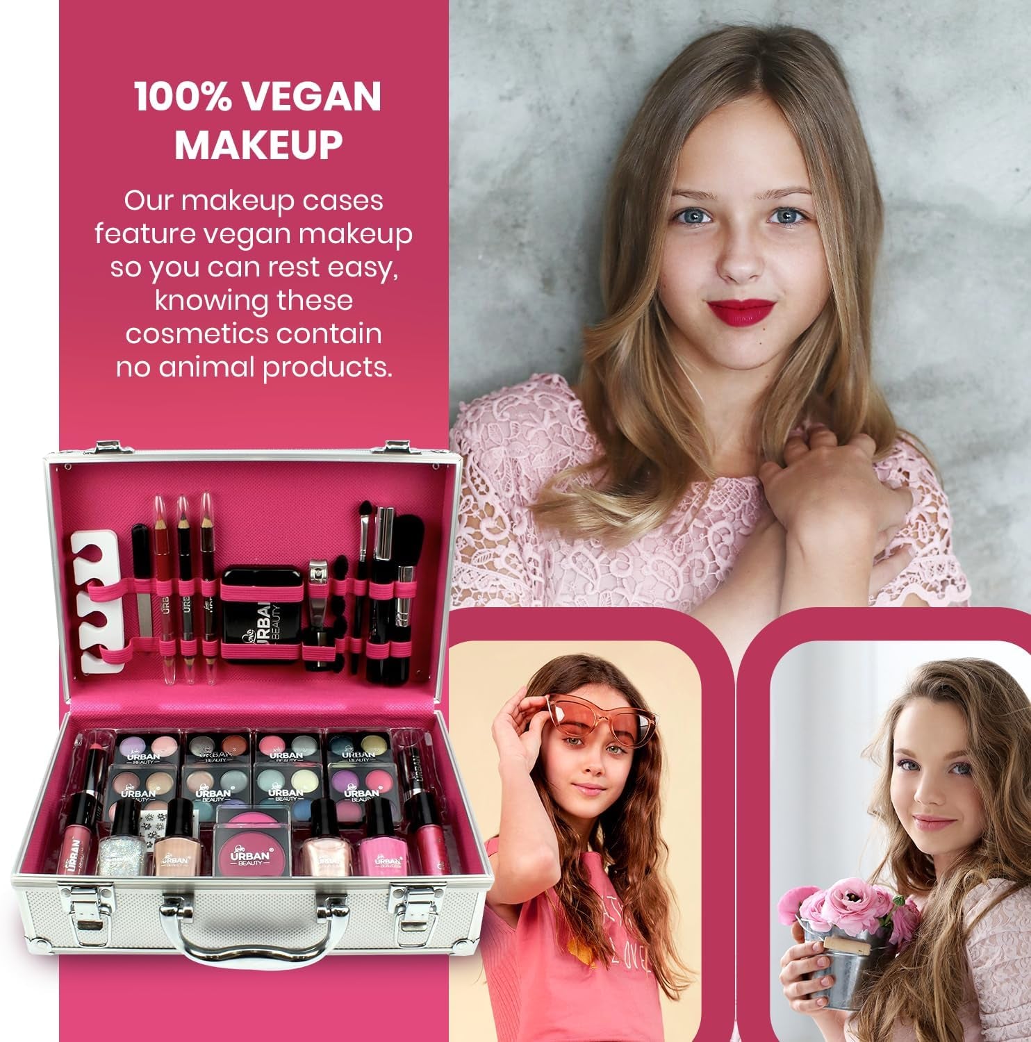 Dazzling Makeup Case – 60-Piece Vegan Makeup Set for Teenagers – Elegant Silver Box – Compact and Lightweight Design – Travel-Friendly Women’S Makeup Set