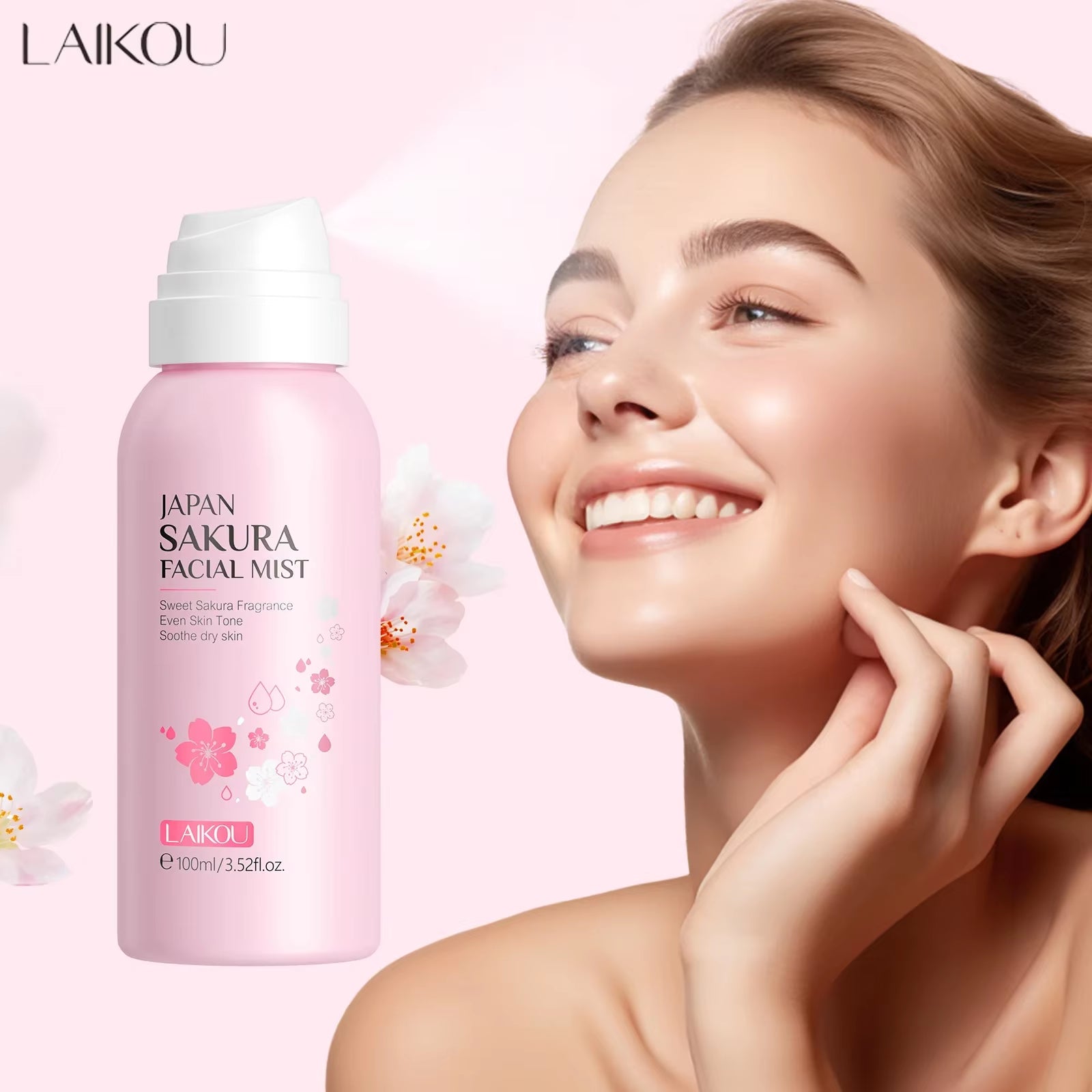Sakura Facial Mist Brightening Spray Moisturizing Face Serum Brightening Toner Shrink Pores Oil Controlg Skincare 100Ml