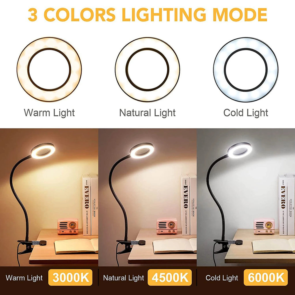 5X/10X New Luminous Magnifying Glass USB 3-Color LED Desk Lamp, Used for Soldering Iron Repair/Desk Lamp/Skincare and Beauty