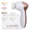 LIVIVO 7 in 1 Electric Facial Cleanser with Rotating Brush and Pumice Heads