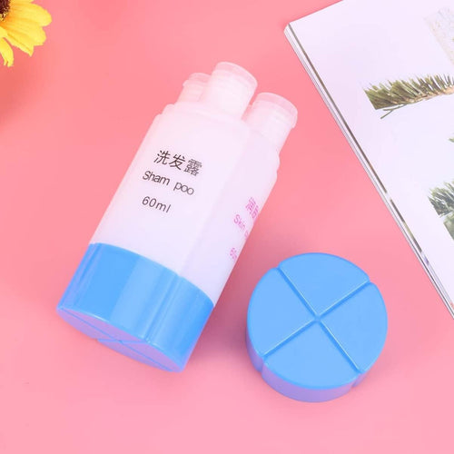 4-In-1 Leakproof Travel Bottles Set 60Ml Refillable Toiletries Containers for Shampoo Lotion Soap in Blue, Pp Material Portable Dispensing Bottles for Camping and Trip Use