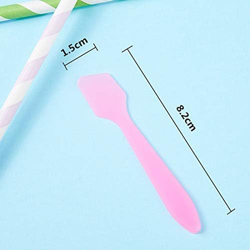 50Pcs Mini Disposable Makeup Spatulas for Face Mask Facial Cream, 50 Pack Plastic Tip Mini Cosmetic Spoon Tool for Skincare Mixing, Sampling, Waxing DIY Facial Mask Stick, Clear Pink Purple