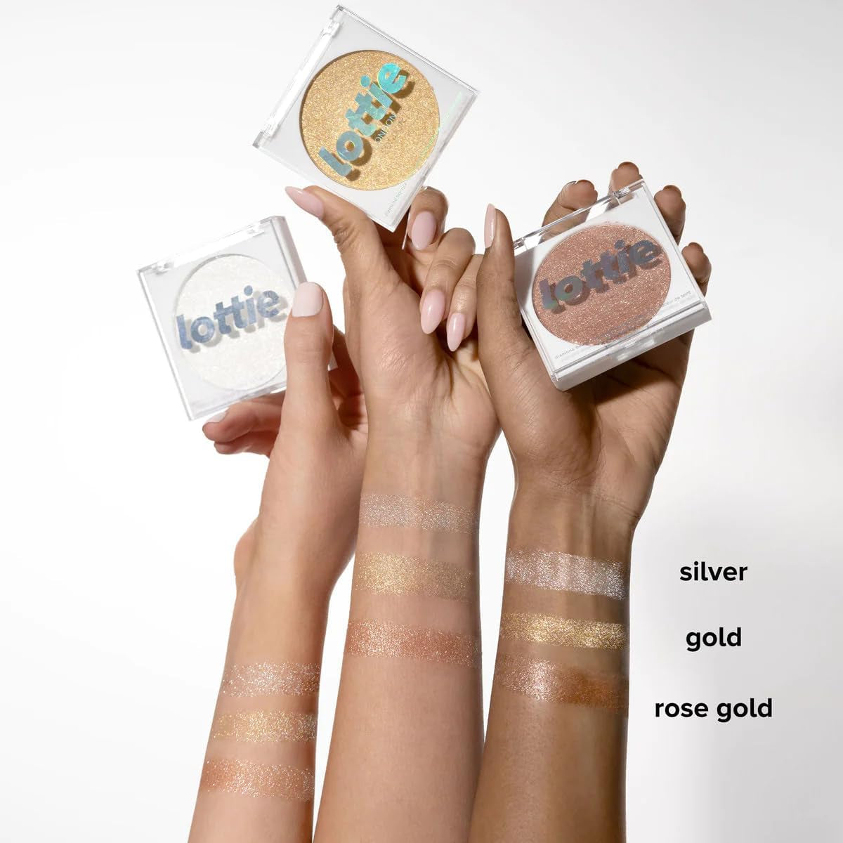 Diamond Bounce Highlighter in Rose Gold, Ultra-Fine Gel-Powder Highlighter with Rose Gold Shimmer for an Icy Iridescent Highlight