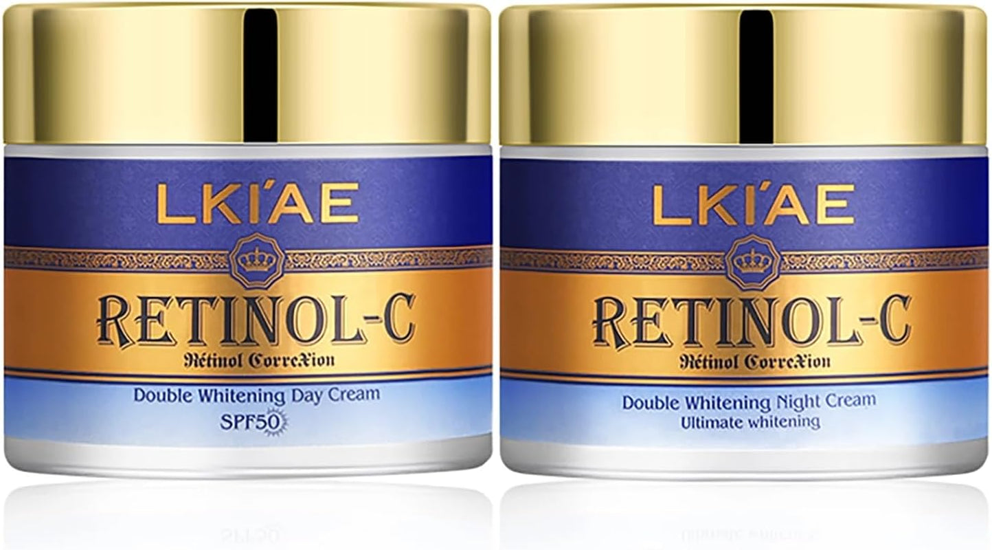 LKIAE Ultimate Retinol Day and Night Face Cream, Whitening, Anti-Aging, Reduce Wrinkles, Fine Lines, Moisturizing, with Spf 50+, Snail Extract, Collagen, 100 Ml