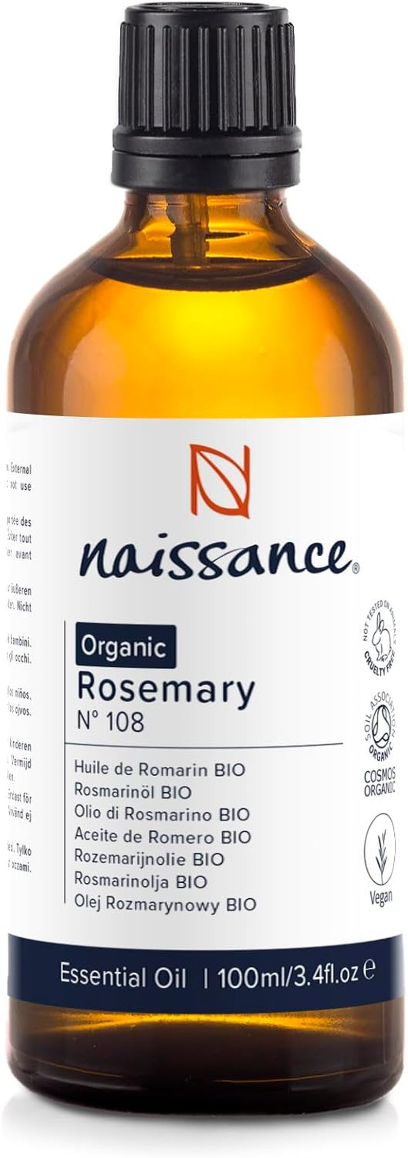 Organic Rosemary Essential Oil (No. 108) 100Ml - Pure, Steam Distilled, Undiluted - for Hair Growth, Aromatherapy, Diffusers