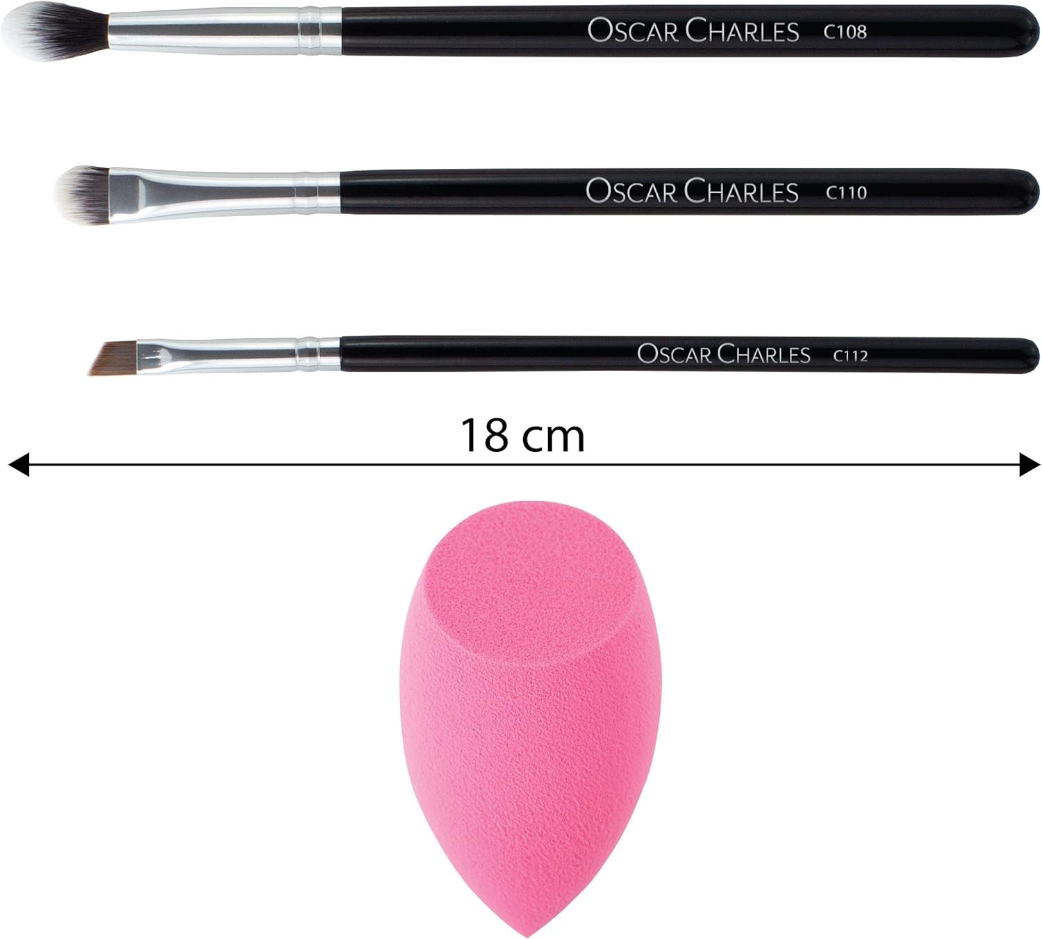 8-Piece Professional Makeup Brush Set with Beauty Sponge and Luxury Clutch Cosmetic Bag and Beautiful Gift Box - Silver