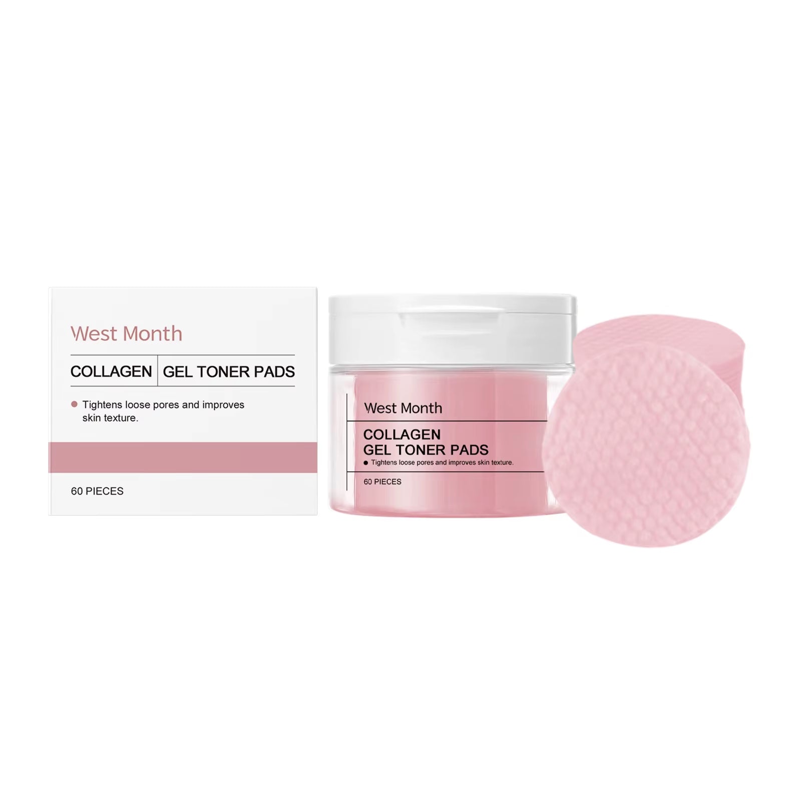 Collagen Pad Facial Toner Fade Fine Lines Brightening Skin Tone Improve Sensitive Acne Facial Skin Soothing Glacier Cotton Pads