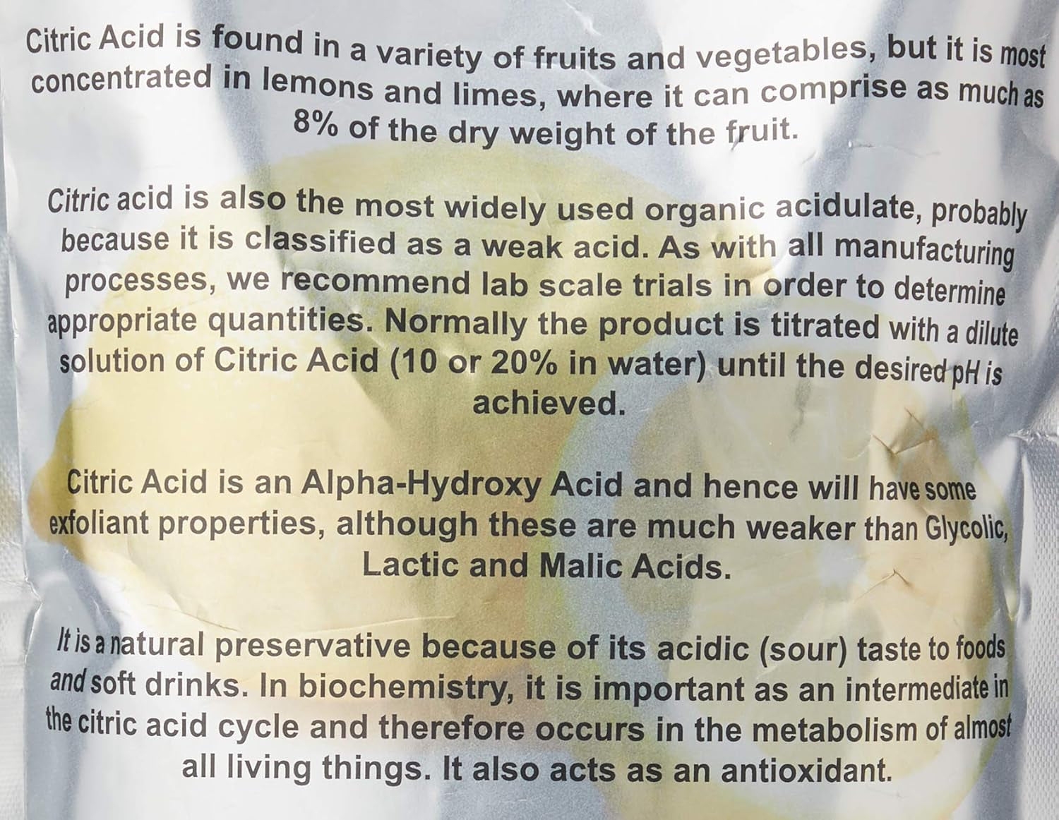 | Citric Acid Powder | Cosmetic Grade Alpha-Hydroxy Acid (AHA) | Gentle Exfoliant for DIY Skincare | Ph Adjuster & Antioxidant | Resealable Bag | 1Kg