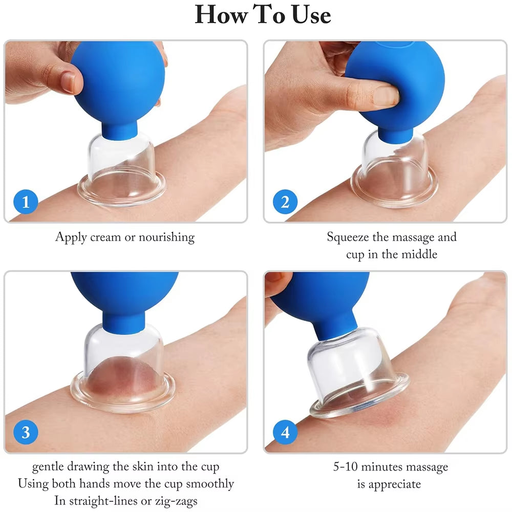 2/3PCS Facial Cupping Cup 1PCS Face Cup Silicone Cupping Massage Vacuum Suction Mug for Body Face Leg Arm Back Shoulder Muscle