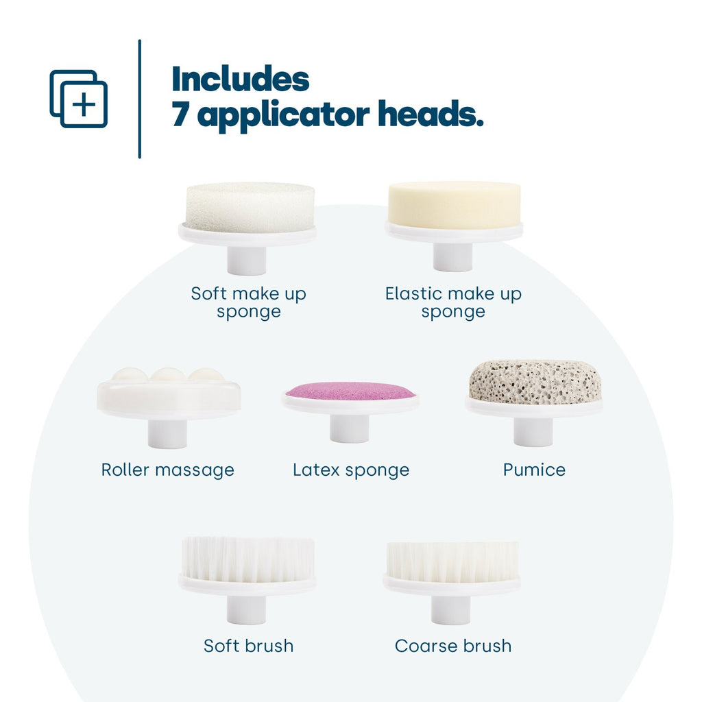 LIVIVO 7 in 1 Electric Facial Cleanser with Rotating Brush and Pumice Heads