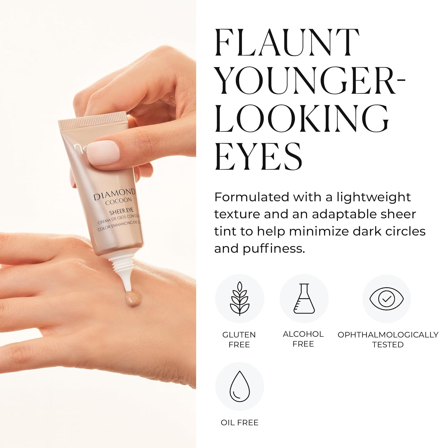 Diamond Cocoon Sheer Eye, Anti-Aging Tinted Eye Cream, Rejuvenates, Hydrates & Conceals, 0.3 Oz