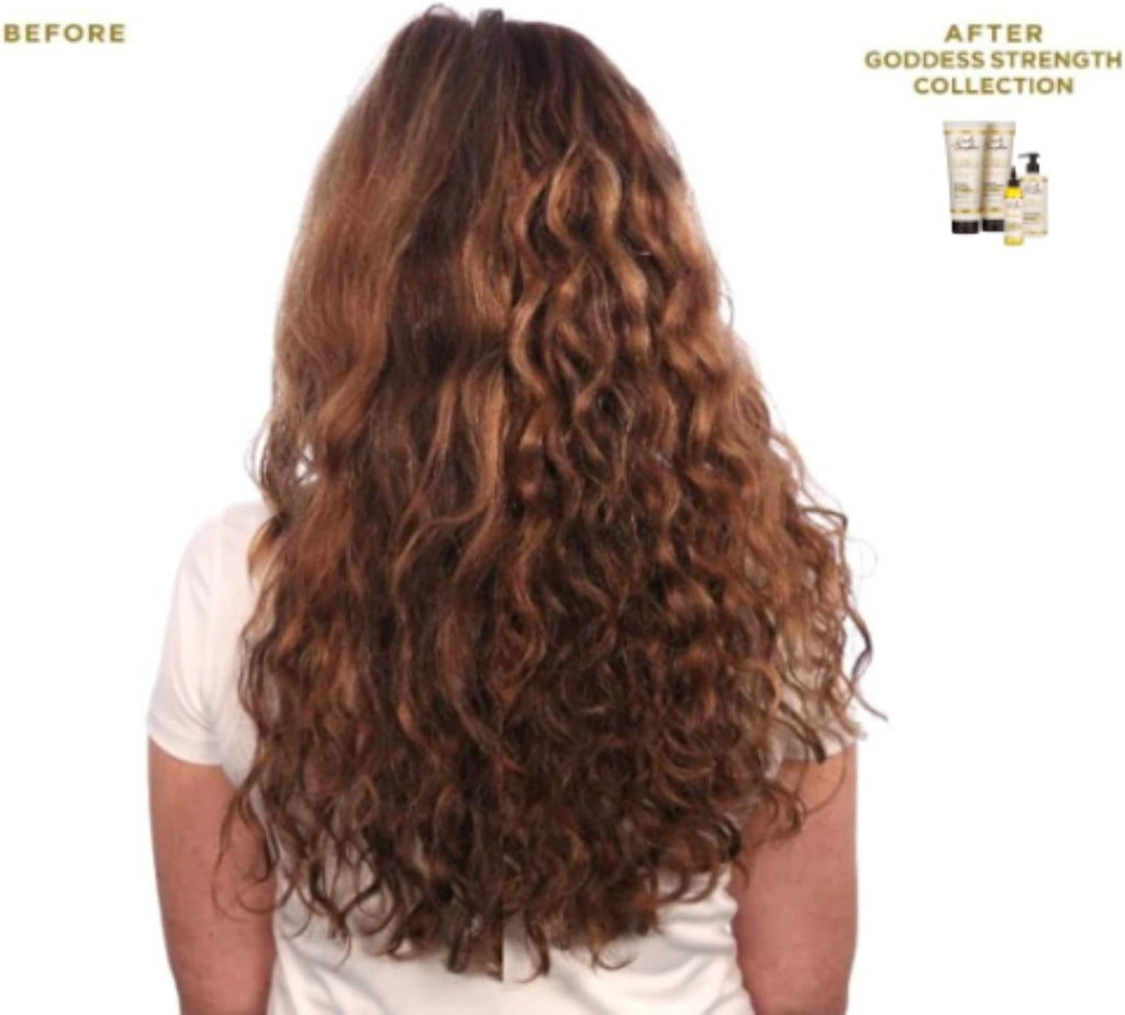 Goddess Strength Sulfate Free Shampoo, Hair Conditioner, Leave in Conditioner & Hair Treatment Oil Made with Castor Oil (4 Products)
