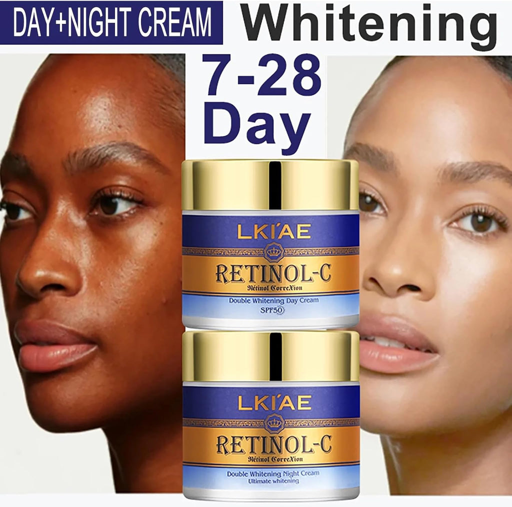 LKIAE Ultimate Retinol Day and Night Face Cream, Whitening, Anti-Aging, Reduce Wrinkles, Fine Lines, Moisturizing, with Spf 50+, Snail Extract, Collagen, 100 Ml