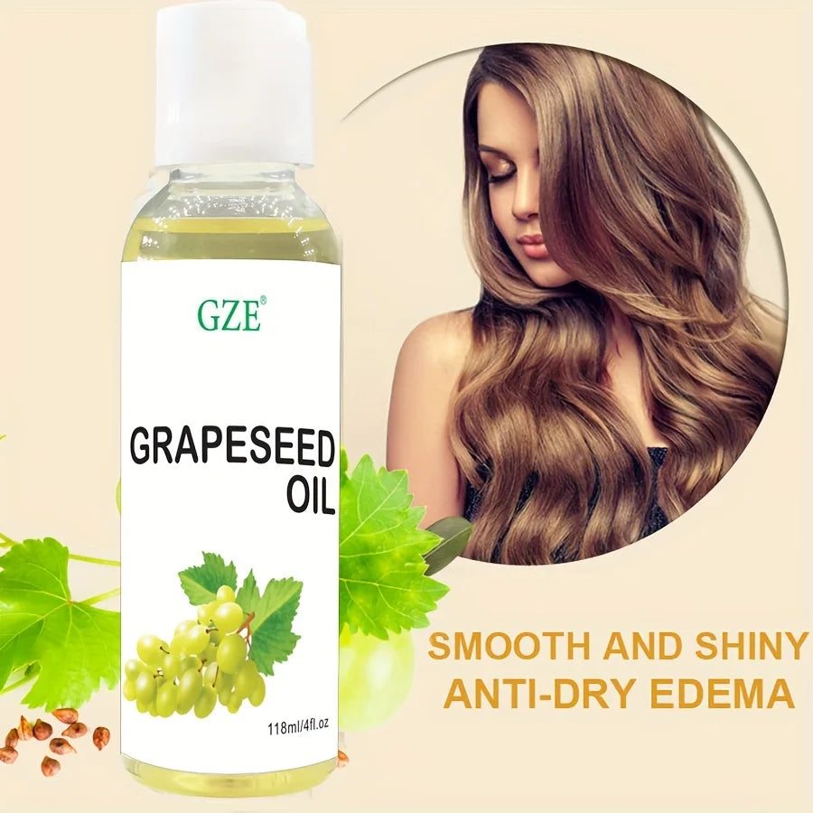 Grapeseed Oil, Skin Care for Sensitive Skin, Light Silky Moisturizer for All Skin Type, Hair Strengthens Vegan Thickening