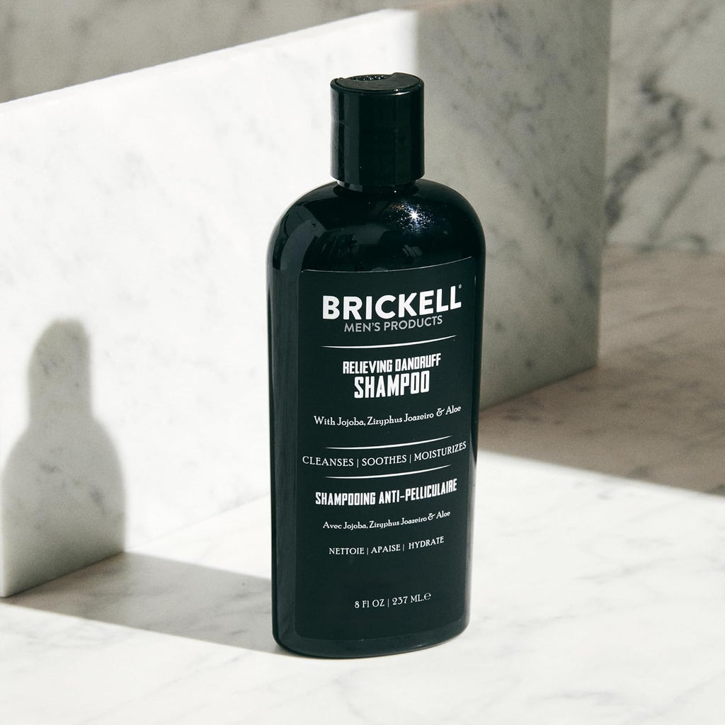 Brickell Men'S Relieving Dandruff Shampoo for Men, Natural & Organic, Soothes and Eliminates Dandruff with Ziziphus Joazeiro, Aloe and Jojoba Oil (237 Ml)