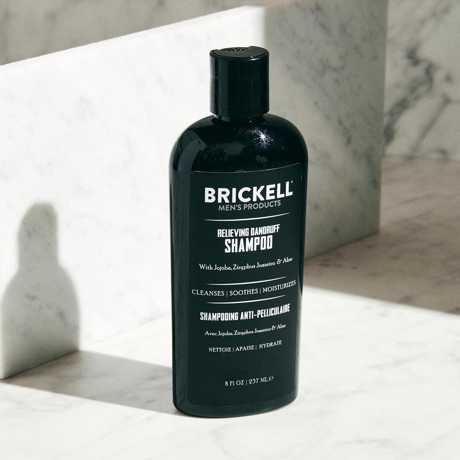 Brickell Men'S Relieving Dandruff Shampoo for Men, Natural & Organic, Soothes and Eliminates Dandruff with Ziziphus Joazeiro, Aloe and Jojoba Oil (237 Ml)