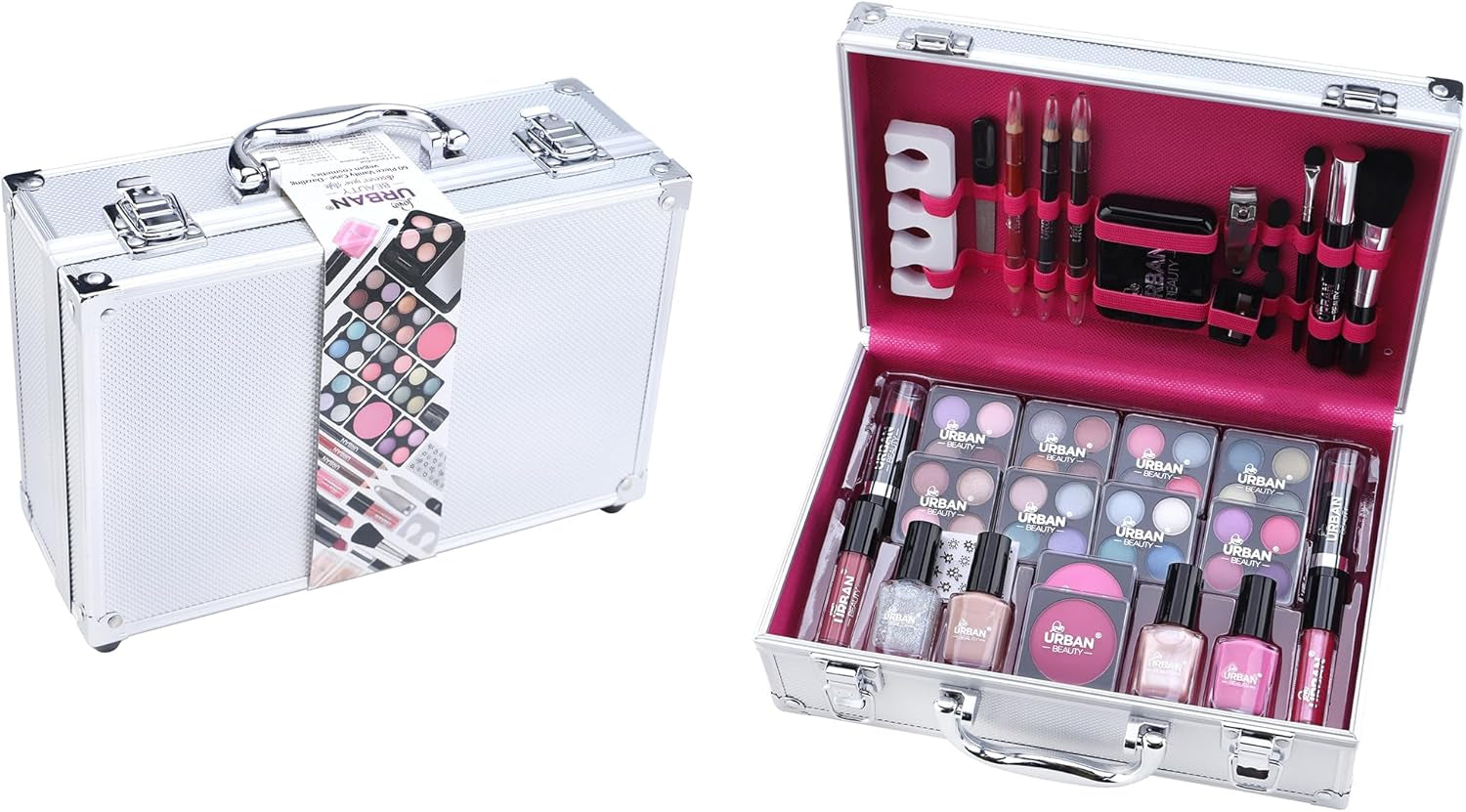 Dazzling Makeup Case – 60-Piece Vegan Makeup Set for Teenagers – Elegant Silver Box – Compact and Lightweight Design – Travel-Friendly Women’S Makeup Set