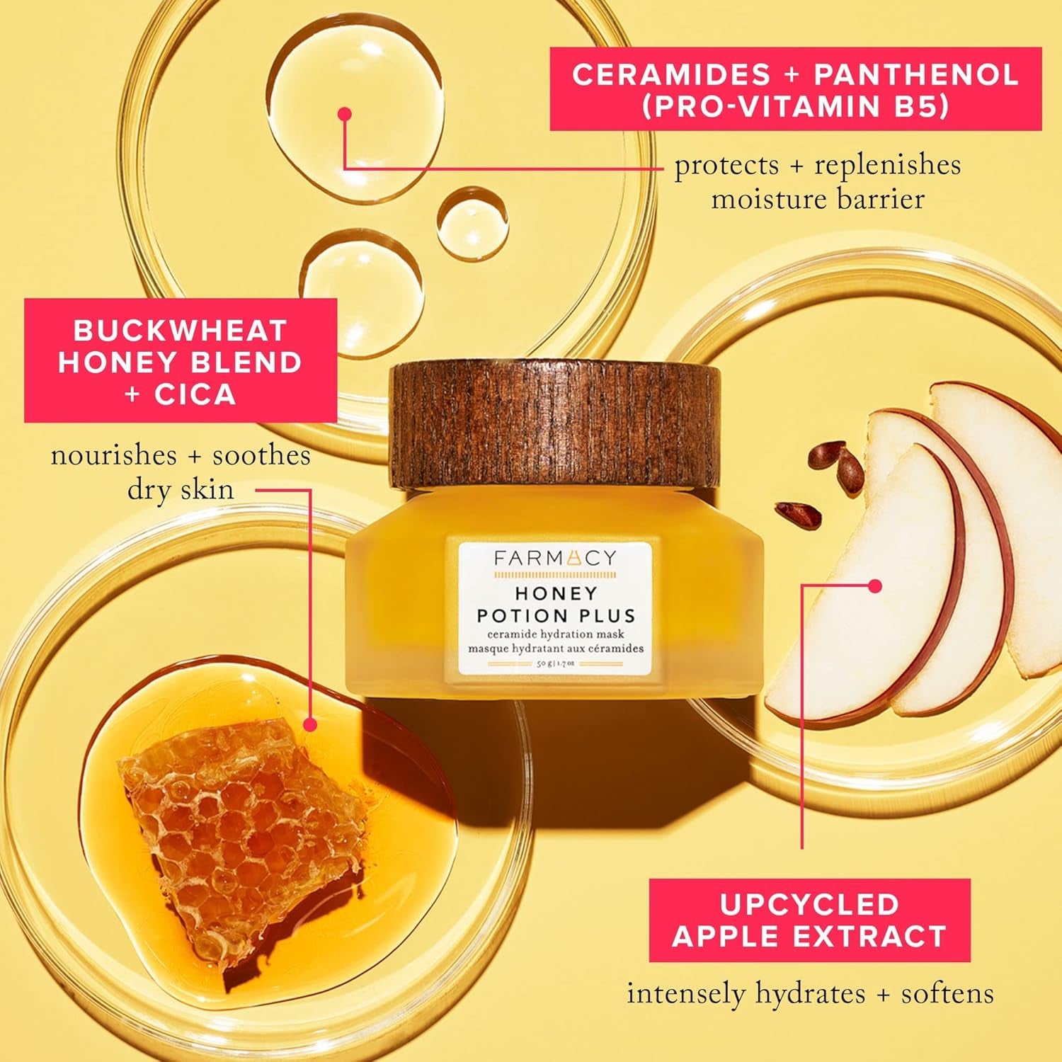Honey Potion Face Mask - Antioxidant Rich Hydration Mask - Natural Moisturizing Facial Mask (1.7 Oz)