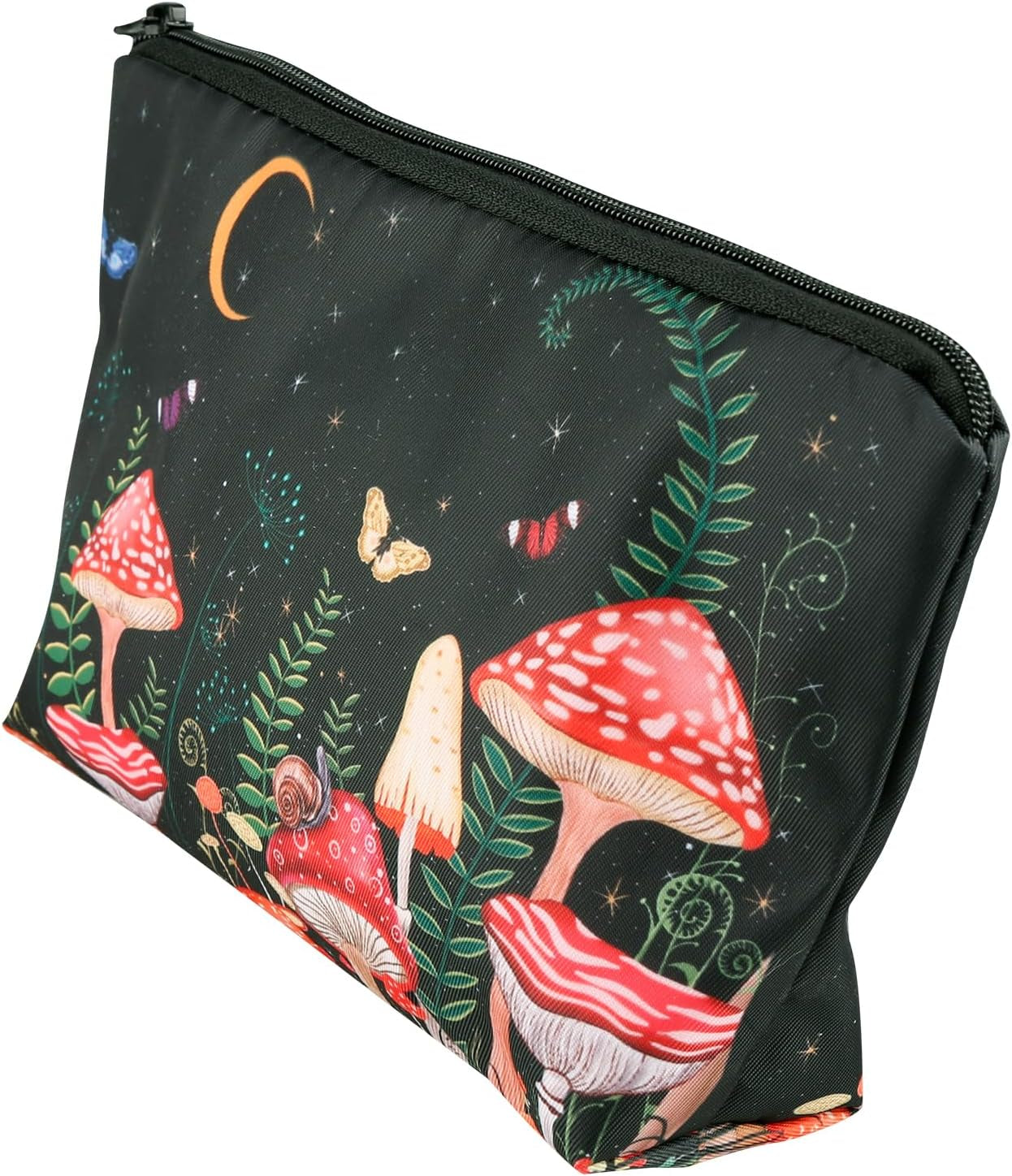 Women'S Cosmetic Bag - Adorable Sunflower Printed Zipper Pouch, Mushroom Colored Travel Makeup Organizer, Waterproof & Versatile for Everyday Use