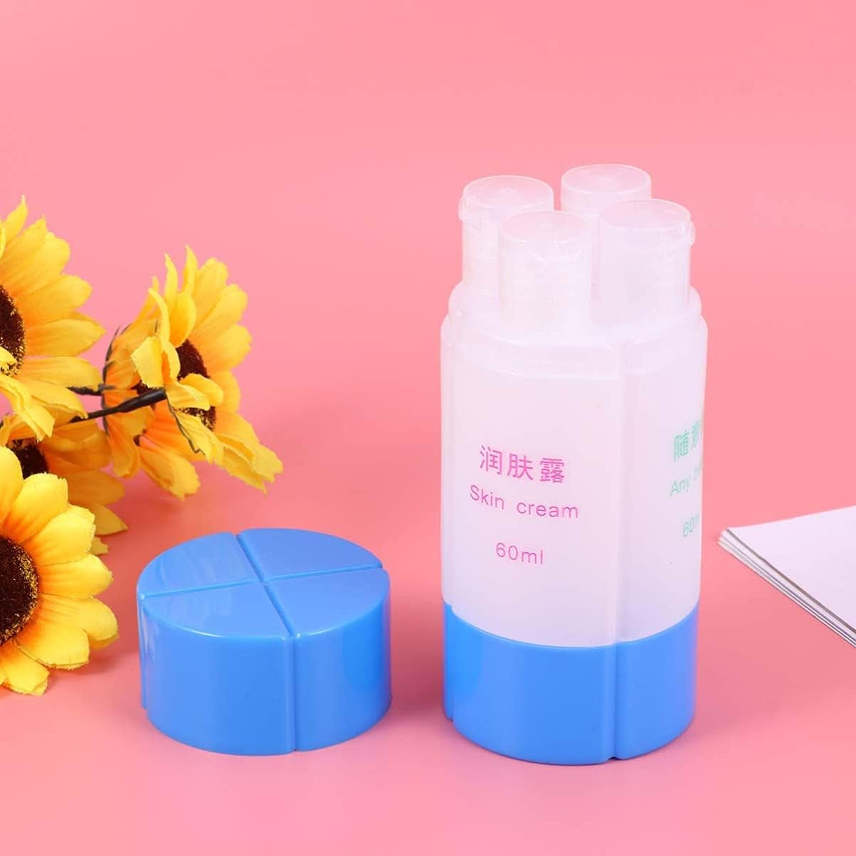 4-In-1 Leakproof Travel Bottles Set 60Ml Refillable Toiletries Containers for Shampoo Lotion Soap in Blue, Pp Material Portable Dispensing Bottles for Camping and Trip Use