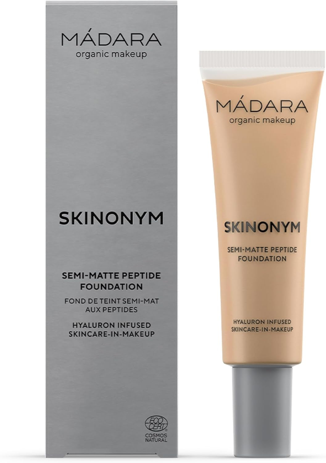 Organic Skincare | SKINONYM Semi-Matte Peptide Foundation, #40 Sand, 30Ml – Boosted by Potent Skincare Actives, Seamless Coverage, Adapts to the Skin'S Texture, Dermatologically Tested.