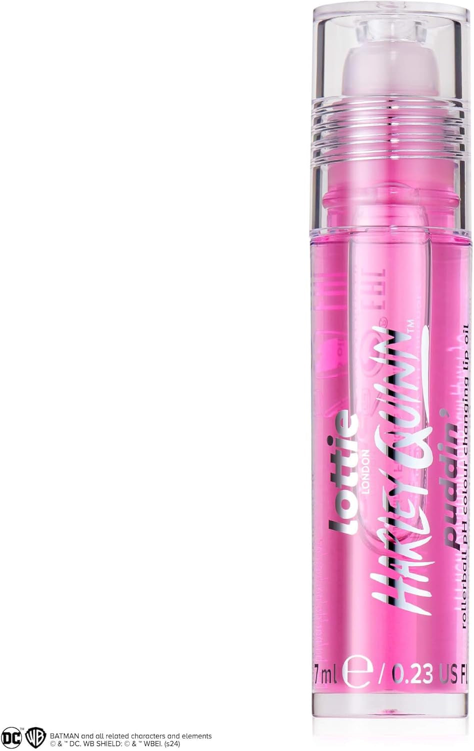 X Harley Quinn Puddin’ Ph Color Changing Lip Oil in Pink, Nourishing Lip Oil to Adapt to the Natural Ph in Your Lips for a Unique Flush of Color