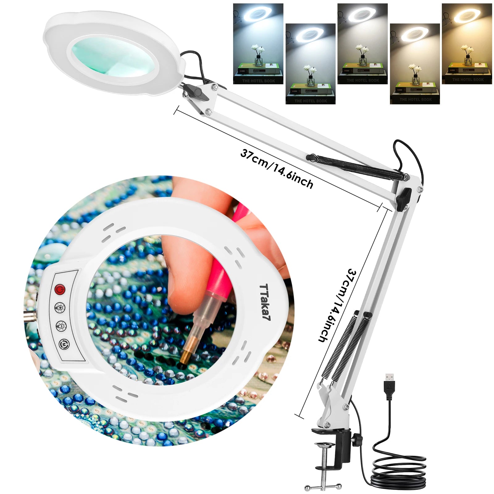 New Lighting Magnifying Glass USB72LED 8X/10X3 Color LED Magnifying Glass for Soldering Iron Repair/Desk Lamp/Skin Care Beauty