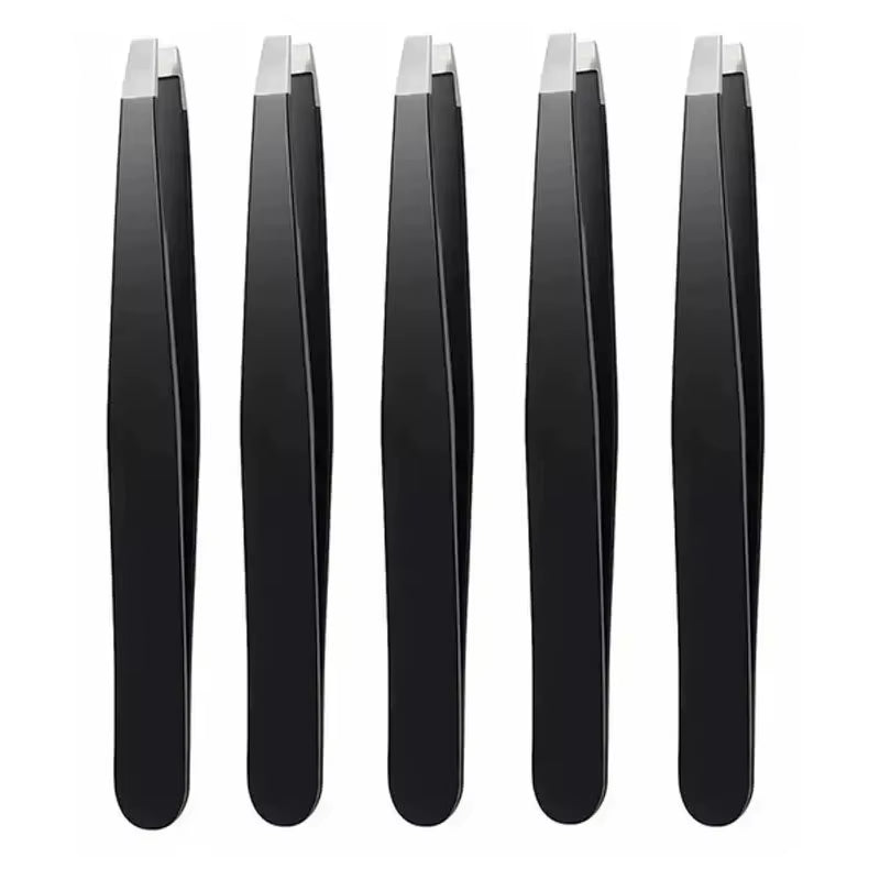 CNK Wholesale Stainless Steel Black Eyebrow Tweezer with Slant and Flat Point Beauty Tools for Eyebrows & Ingrown Hair Removal
