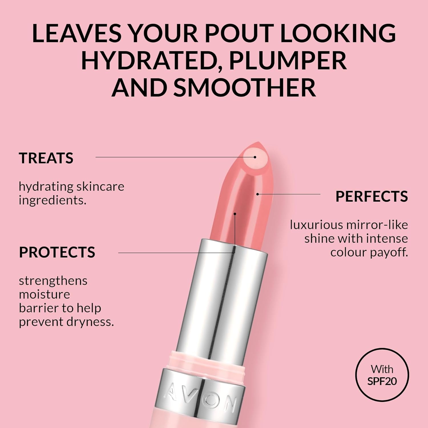 Hydramatic Shine Lipstick 3.6G Hydrating Intense Colour SPF 20 Plumper and Smoother Looking Lips Cruelty Free Hydra Shine Rose Quartz