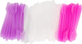 50Pcs Mini Disposable Makeup Spatulas for Face Mask Facial Cream, 50 Pack Plastic Tip Mini Cosmetic Spoon Tool for Skincare Mixing, Sampling, Waxing DIY Facial Mask Stick, Clear Pink Purple