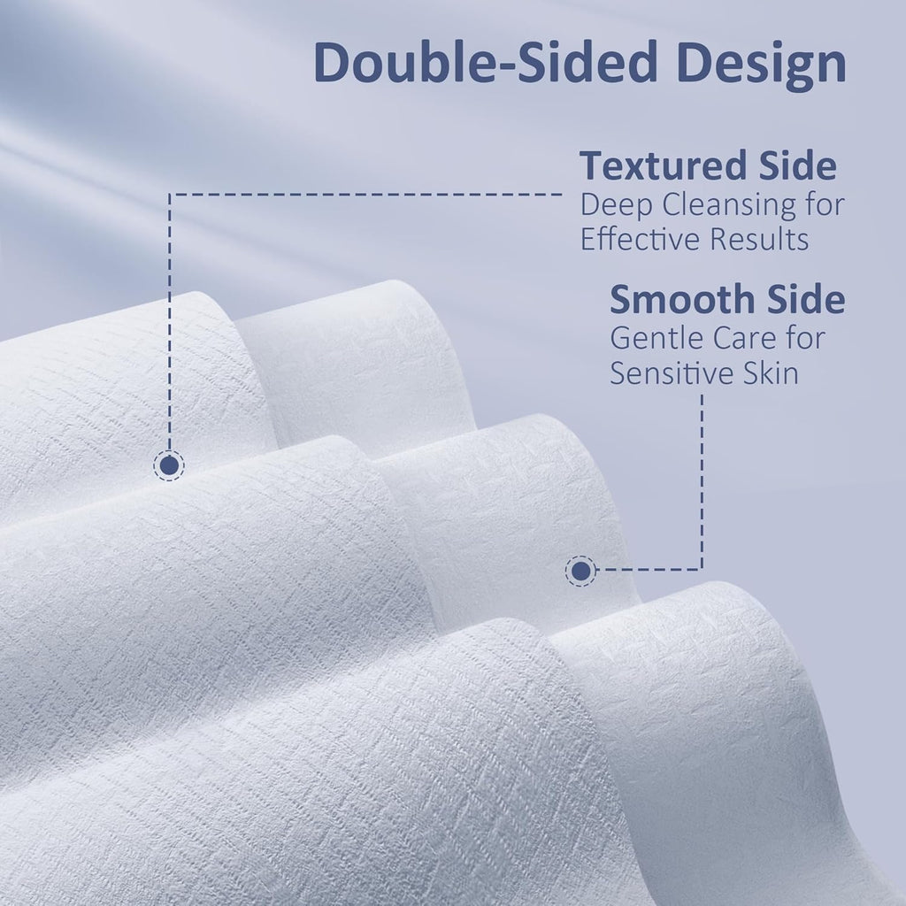Face Towels, Disposable Biodegradable Clean Face Wipes for Sensitive Skin, Lint- Free Facial Towels for Women Cleansing, Skincare and Makeup Remover, Dry Wipes,100 Count EF Texture