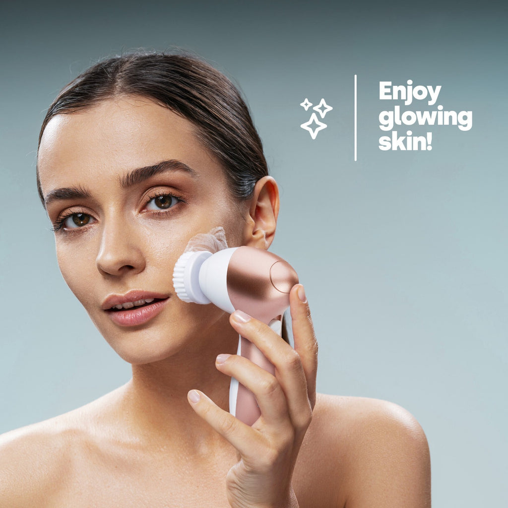 LIVIVO 7 in 1 Electric Facial Cleanser with Rotating Brush and Pumice Heads