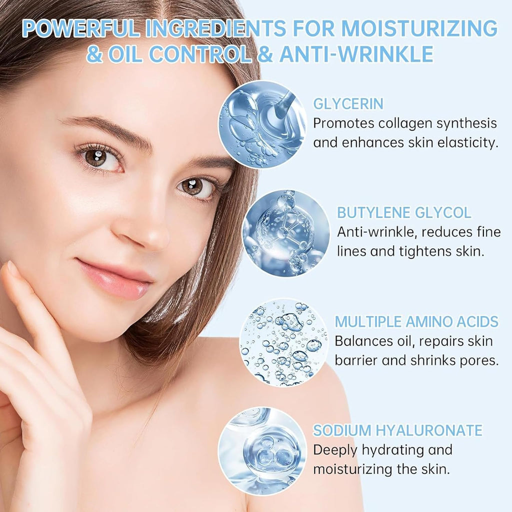 Hyaluronic Acid Skincare Set, Multi-Effect Moisturizing Skin Care Sets & Kits, Amino Acids Women Beauty Gift Sets, Skin Care for Teenage Girls with Cleanser, Toner, Cream, Anti-Wrinkle and Oil Control