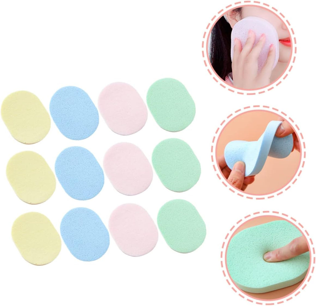12Pcs Sponge Puff Cleaning Sponge Puff Makeup Powder Breathable Portable Simple and Compact Design Mixed Colour for Face Cleansing Assorted Style
