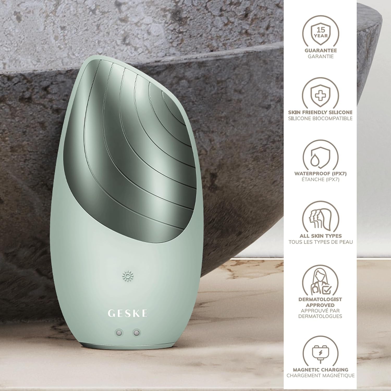Smartappguided™ Sonic Thermo Facial Brush | 6 in 1 | Skin Cleansing | Cleansing Brush with Thermal Function | Facial Massager | Electric Facial Brush | Facial Cleansing Device