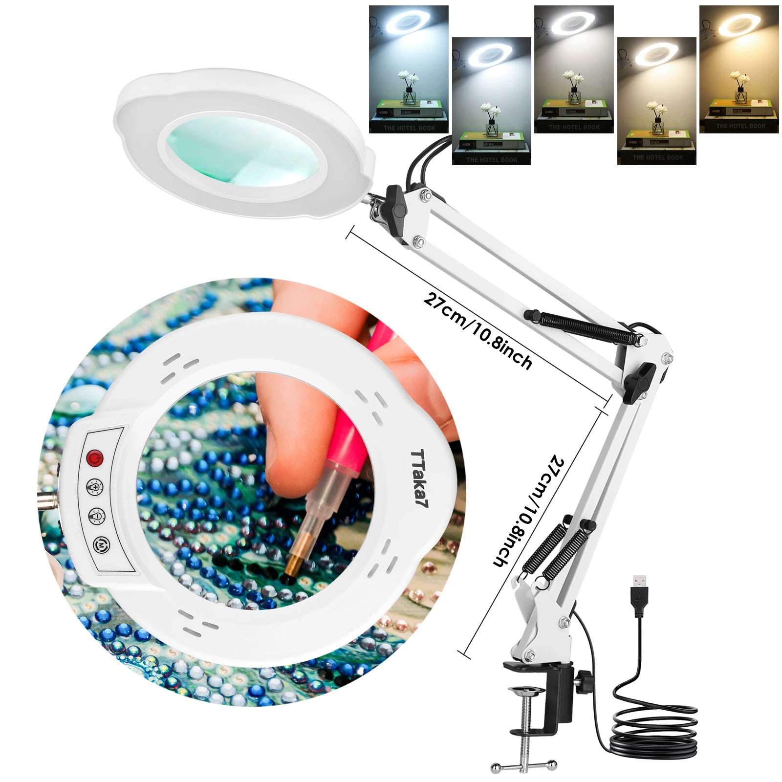 New Lighting Magnifying Glass USB72LED 8X/10X3 Color LED Magnifying Glass for Soldering Iron Repair/Desk Lamp/Skin Care Beauty