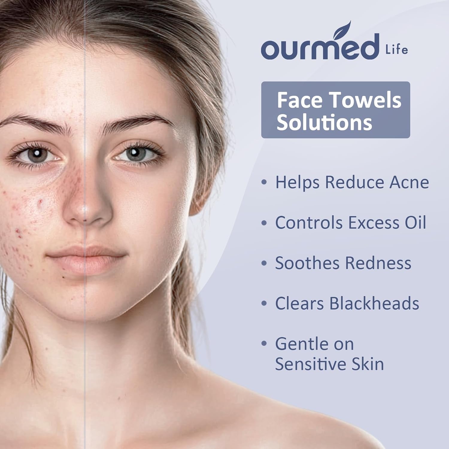Face Towels, Disposable Biodegradable Clean Face Wipes for Sensitive Skin, Lint- Free Facial Towels for Women Cleansing, Skincare and Makeup Remover, Dry Wipes,100 Count EF Texture