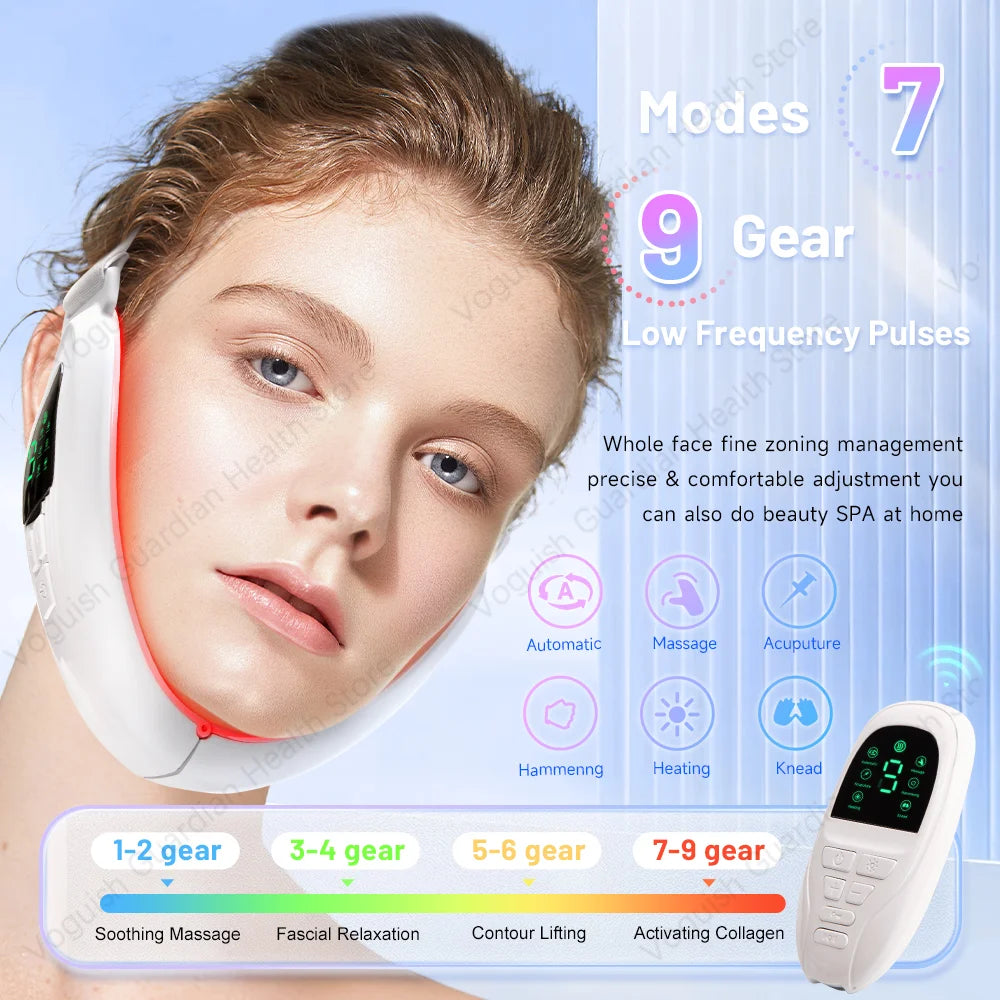 EMS Face Lifting Massager Facial Muscle Exerciser anti Wrinkle Facial Massager Remove the Double Chin Led Photon Therapy