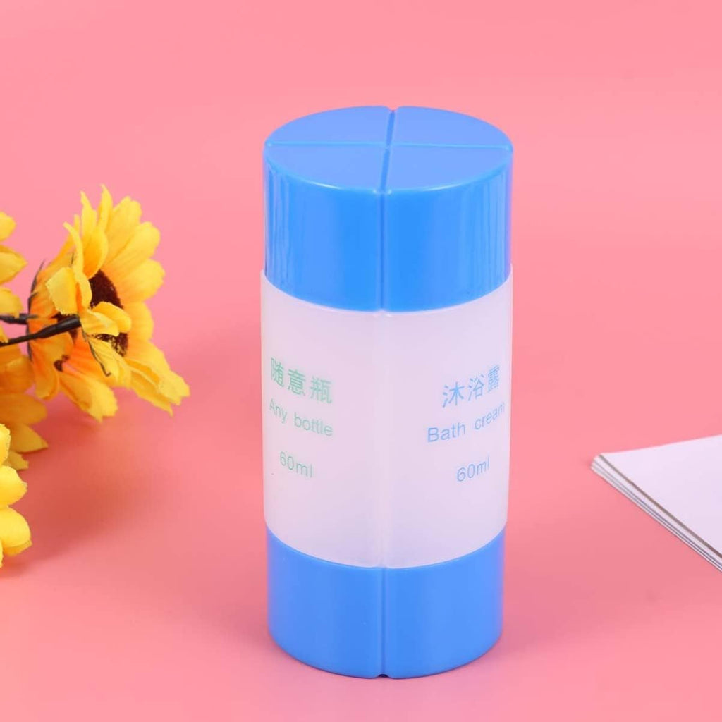 4-In-1 Leakproof Travel Bottles Set 60Ml Refillable Toiletries Containers for Shampoo Lotion Soap in Blue, Pp Material Portable Dispensing Bottles for Camping and Trip Use