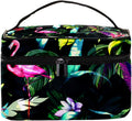 Flamingo Leaves Toiletry Travel Organizer Cosmetic Bag for Women