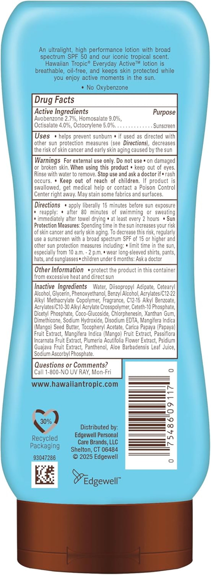 Island Sport Broad Sprectrum Sunscreen Lotion, SPF 50 - 8 Ounce