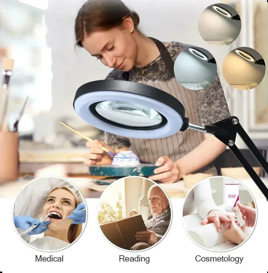 72LED 10X NEW Illuminated Magnifier USB 3 Colors LED Magnifying Glass for Soldering Iron Repair/Table Lamp/Skincare Beauty