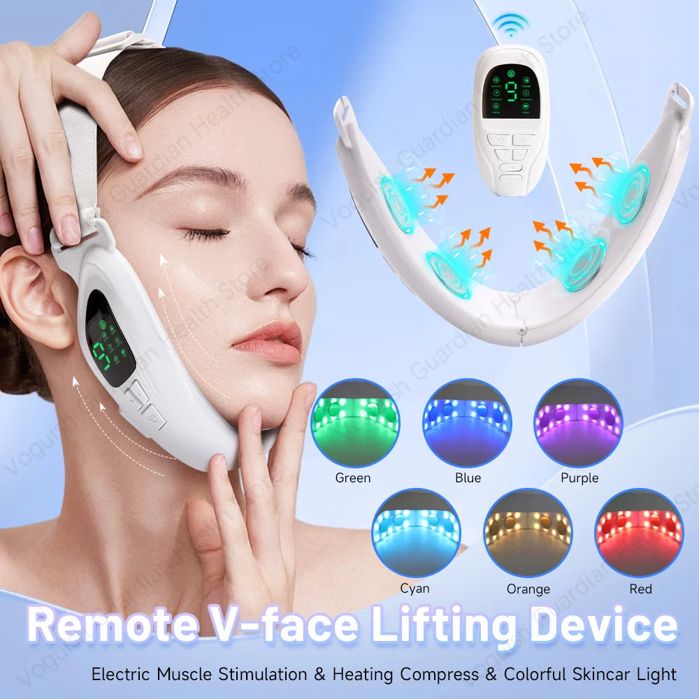EMS Face Lifting Massager Facial Muscle Exerciser anti Wrinkle Facial Massager Remove the Double Chin Led Photon Therapy